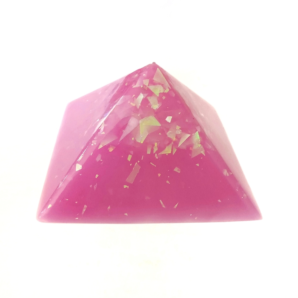 Pink opal iridescent resin pyramid figurine handmade collectable home decor new
